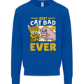 Best Cat Dad Ever Funny Fathers Day Kids Sweatshirt Jumper Royal Blue