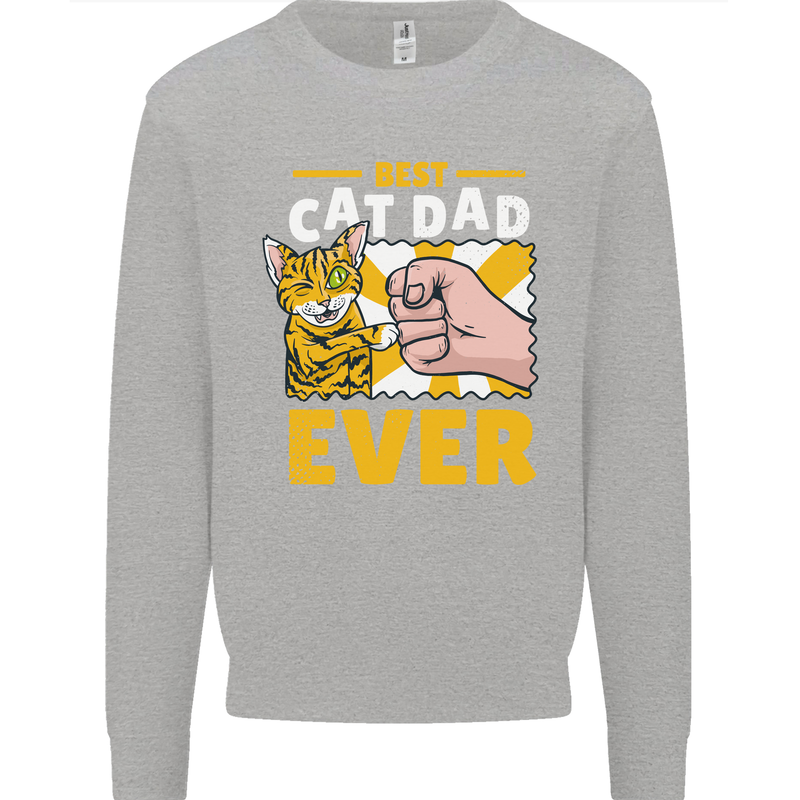 Best Cat Dad Ever Funny Fathers Day Kids Sweatshirt Jumper Sports Grey