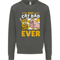Best Cat Dad Ever Funny Fathers Day Kids Sweatshirt Jumper Storm Grey
