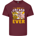 Best Cat Dad Ever Funny Fathers Day Mens Cotton T-Shirt Tee Top Maroon