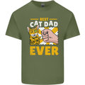 Best Cat Dad Ever Funny Fathers Day Mens Cotton T-Shirt Tee Top Military Green