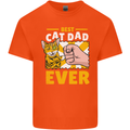Best Cat Dad Ever Funny Fathers Day Mens Cotton T-Shirt Tee Top Orange