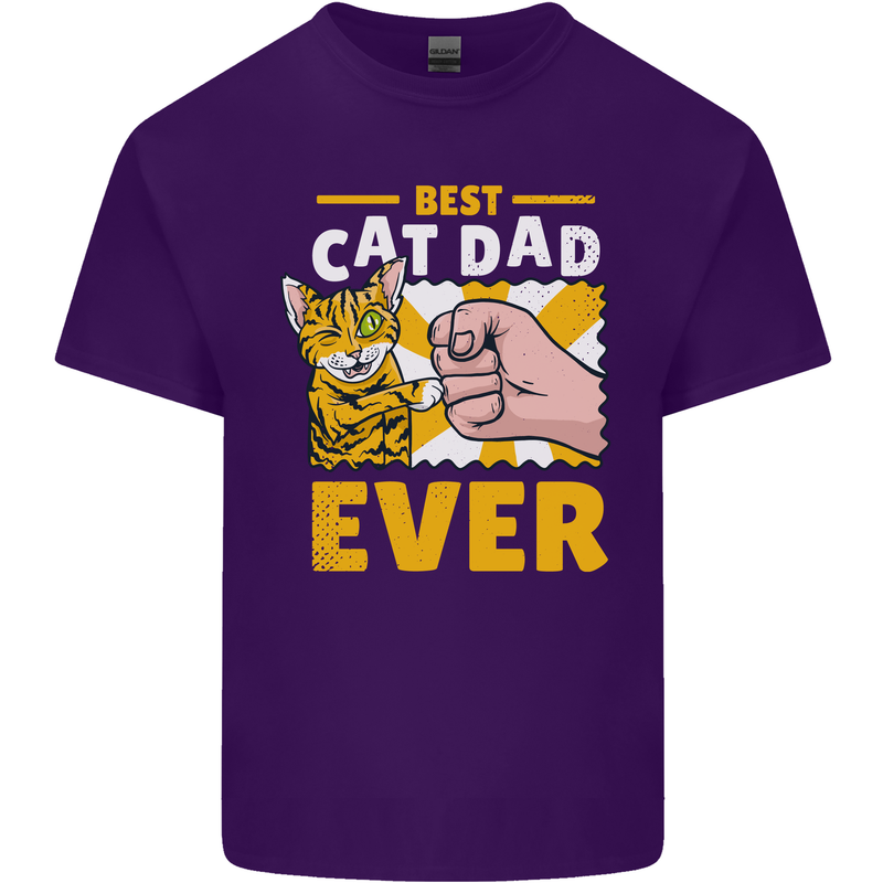 Best Cat Dad Ever Funny Fathers Day Mens Cotton T-Shirt Tee Top Purple