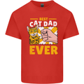 Best Cat Dad Ever Funny Fathers Day Mens Cotton T-Shirt Tee Top Red