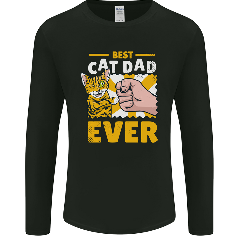 Best Cat Dad Ever Funny Fathers Day Mens Long Sleeve T-Shirt Black