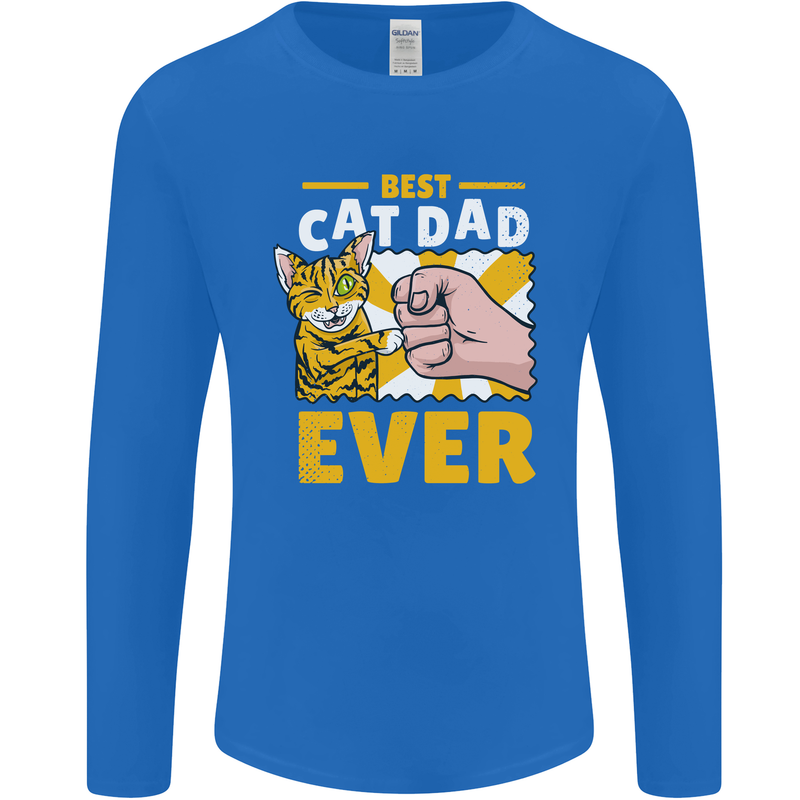 Best Cat Dad Ever Funny Fathers Day Mens Long Sleeve T-Shirt Royal Blue