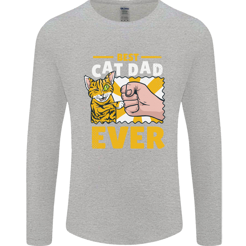 Best Cat Dad Ever Funny Fathers Day Mens Long Sleeve T-Shirt Sports Grey