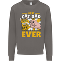 Best Cat Dad Ever Funny Fathers Day Mens Sweatshirt Jumper Charcoal