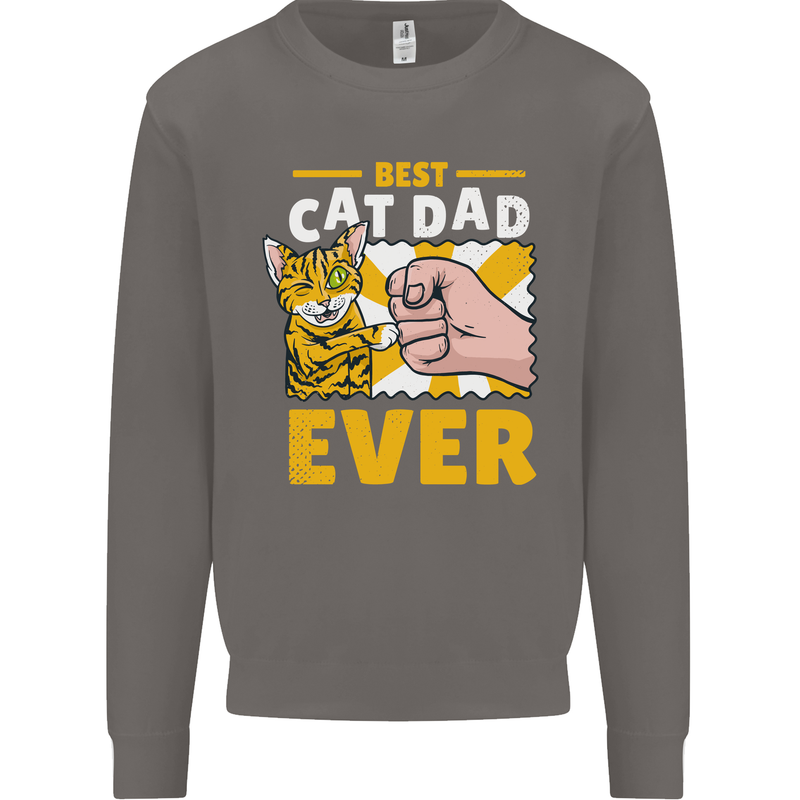 Best Cat Dad Ever Funny Fathers Day Mens Sweatshirt Jumper Charcoal
