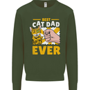 Best Cat Dad Ever Funny Fathers Day Mens Sweatshirt Jumper Forest Green