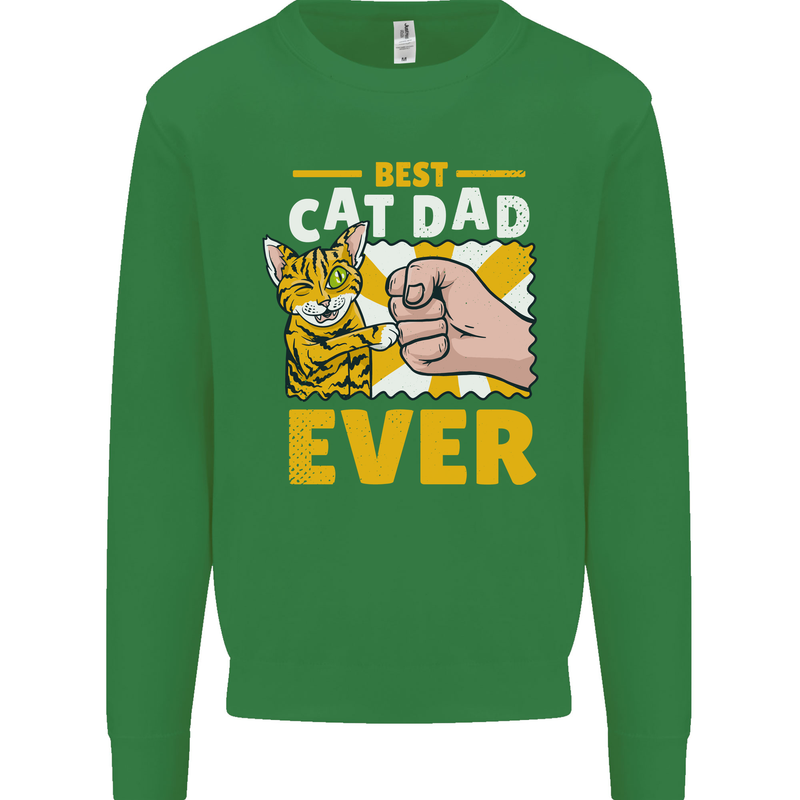 Best Cat Dad Ever Funny Fathers Day Mens Sweatshirt Jumper Irish Green