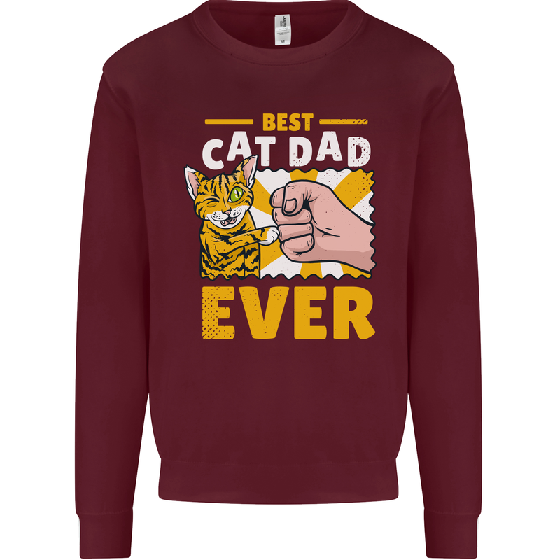 Best Cat Dad Ever Funny Fathers Day Mens Sweatshirt Jumper Maroon