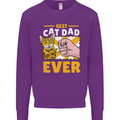 Best Cat Dad Ever Funny Fathers Day Mens Sweatshirt Jumper Purple
