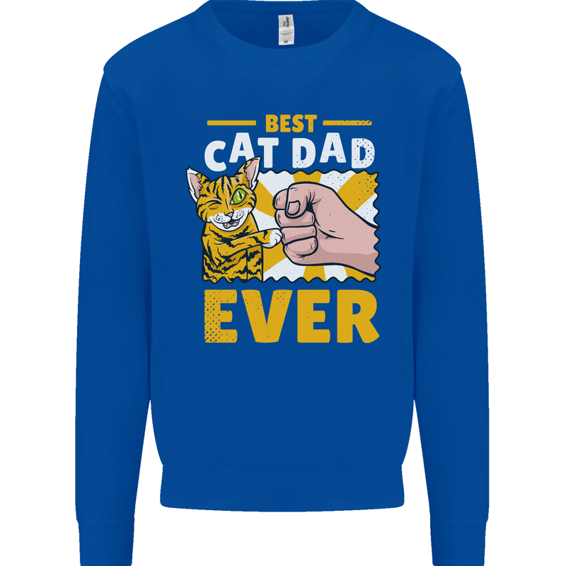 Best Cat Dad Ever Funny Fathers Day Mens Sweatshirt Jumper Royal Blue