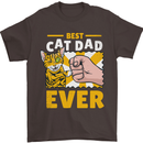 Best Cat Dad Ever Funny Fathers Day Mens T-Shirt 100% Cotton Dark Chocolate