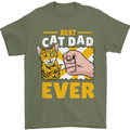Best Cat Dad Ever Funny Fathers Day Mens T-Shirt 100% Cotton Military Green