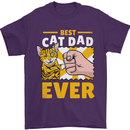 Best Cat Dad Ever Funny Fathers Day Mens T-Shirt 100% Cotton Purple