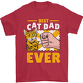 Best Cat Dad Ever Funny Fathers Day Mens T-Shirt 100% Cotton Red