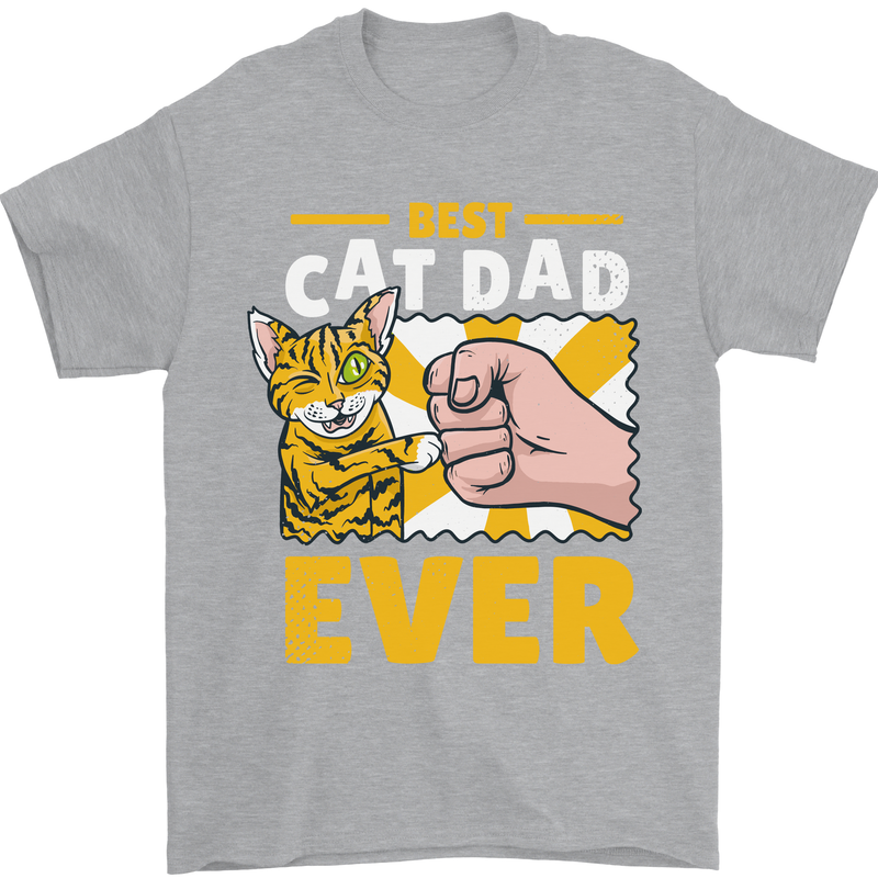 Best Cat Dad Ever Funny Fathers Day Mens T-Shirt 100% Cotton Sports Grey