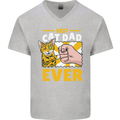 Best Cat Dad Ever Funny Fathers Day Mens V-Neck Cotton T-Shirt Sports Grey