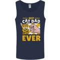 Best Cat Dad Ever Funny Fathers Day Mens Vest Tank Top Navy Blue