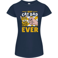 Best Cat Dad Ever Funny Fathers Day Womens Petite Cut T-Shirt Navy Blue