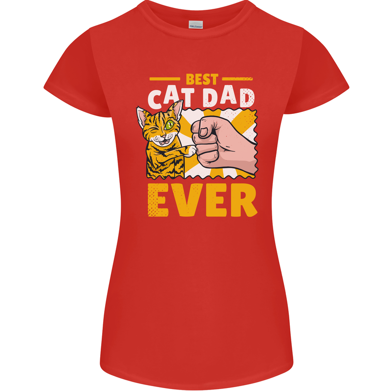 Best Cat Dad Ever Funny Fathers Day Womens Petite Cut T-Shirt Red
