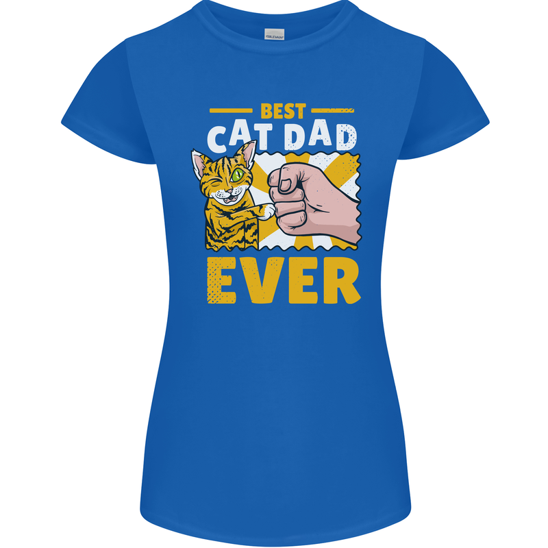 Best Cat Dad Ever Funny Fathers Day Womens Petite Cut T-Shirt Royal Blue