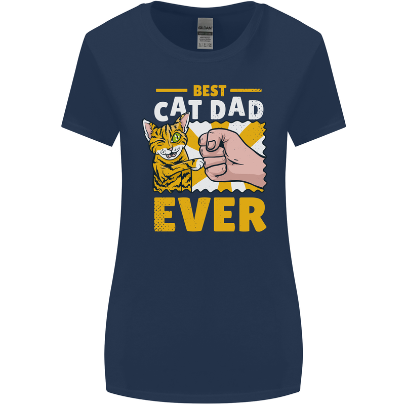 Best Cat Dad Ever Funny Fathers Day Womens Wider Cut T-Shirt Navy Blue