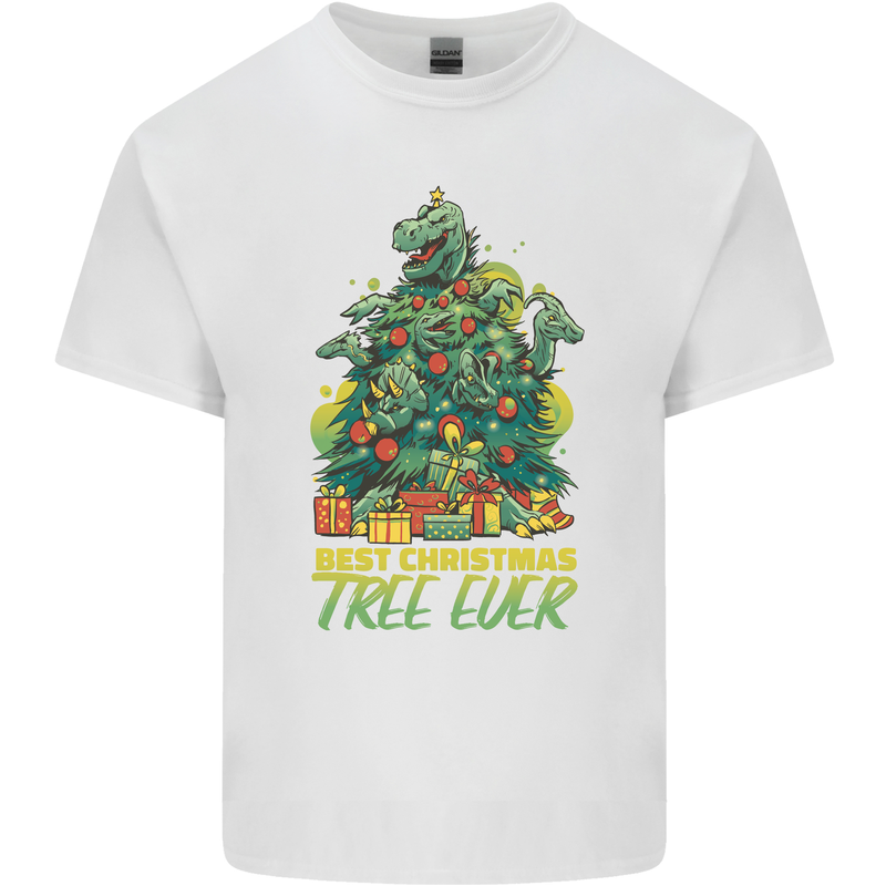 Best Christmas Tree Ever T-Rex Xmas Dinosaur Kids T-Shirt Childrens White