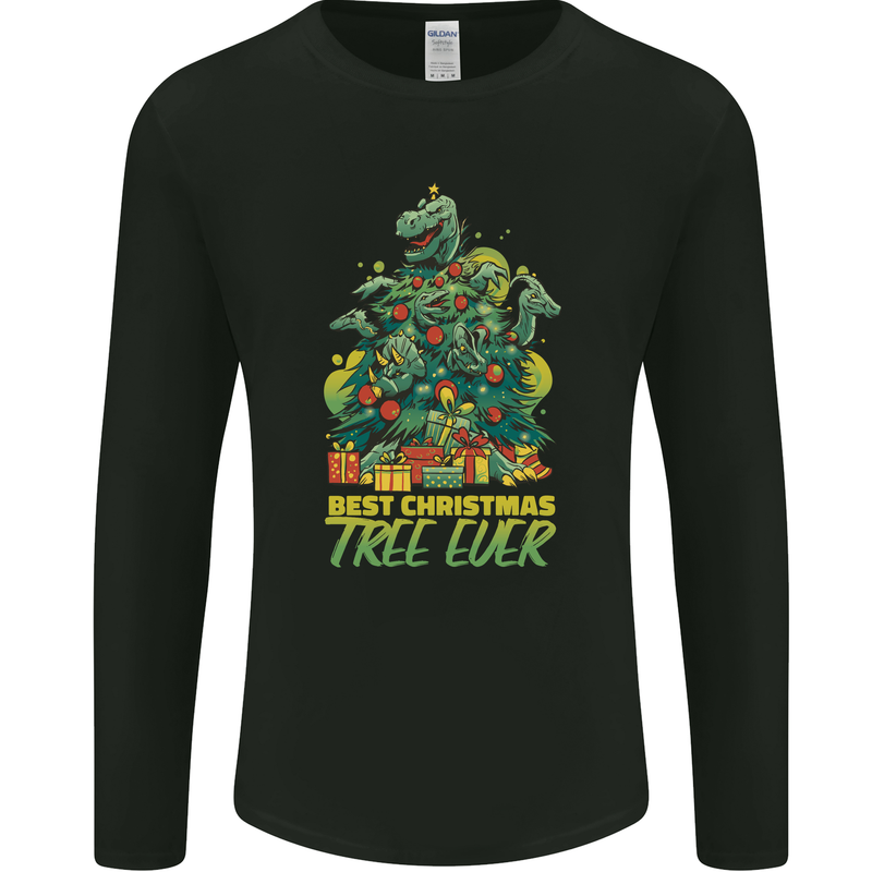 Best Christmas Tree Ever T-Rex Xmas Dinosaur Mens Long Sleeve T-Shirt Black