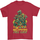 Best Christmas Tree Ever T-Rex Xmas Dinosaur Mens T-Shirt 100% Cotton Red