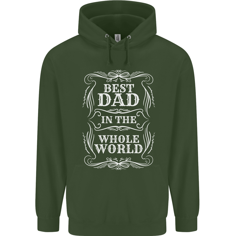 Best Dad in the Word Fathers Day Childrens Kids Hoodie Forest Green