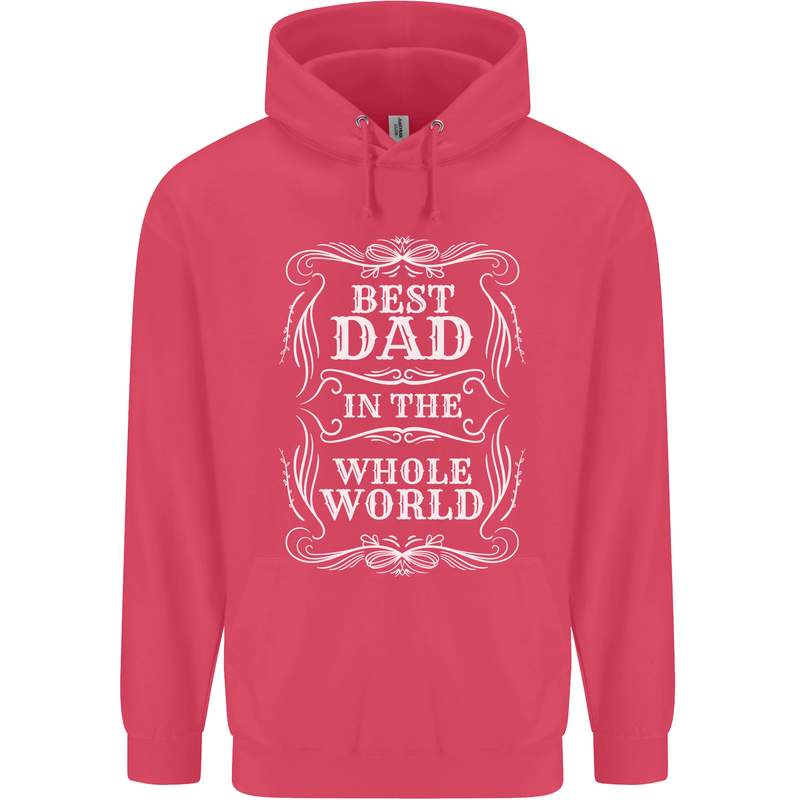 Best Dad in the Word Fathers Day Childrens Kids Hoodie Heliconia