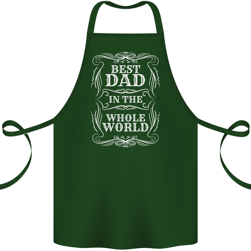 Best Dad in the Word Fathers Day Cotton Apron 100% Organic Forest Green