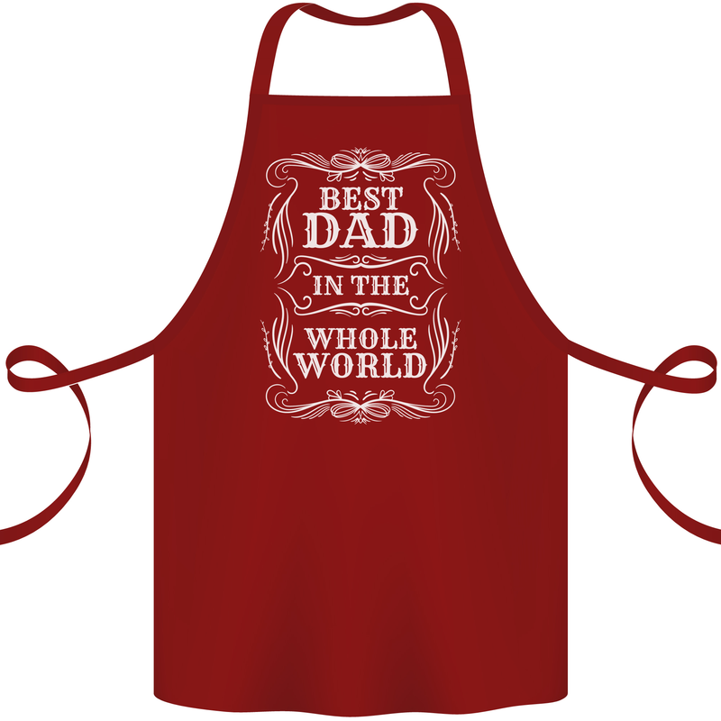 Best Dad in the Word Fathers Day Cotton Apron 100% Organic Maroon