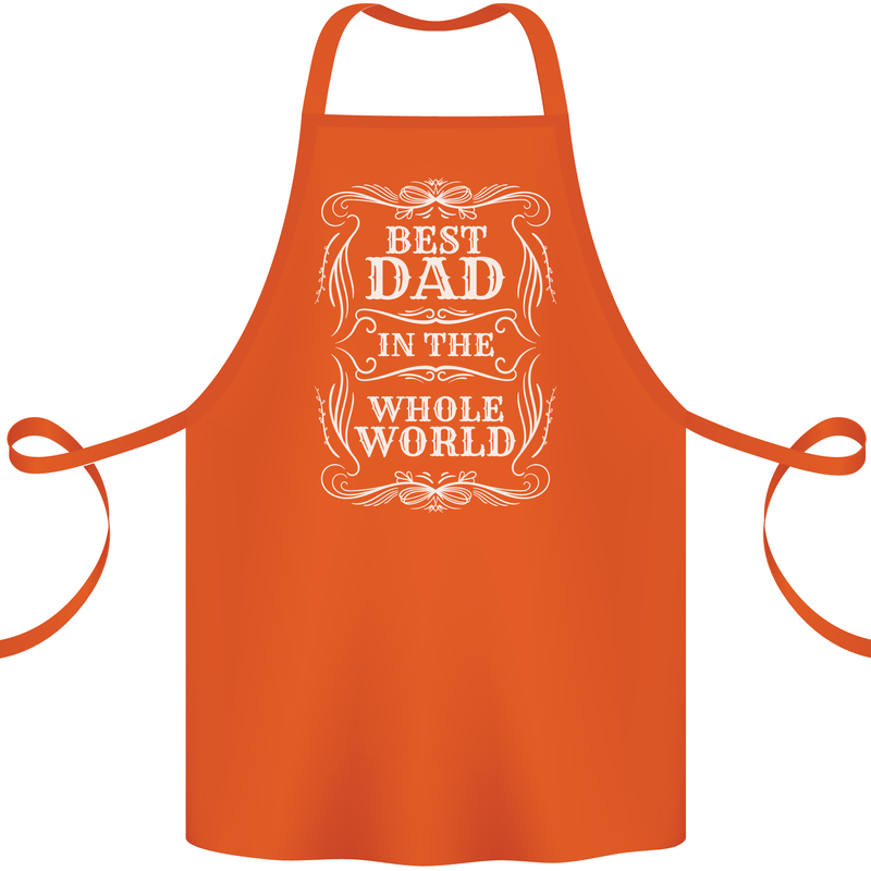 Best Dad in the Word Fathers Day Cotton Apron 100% Organic Orange
