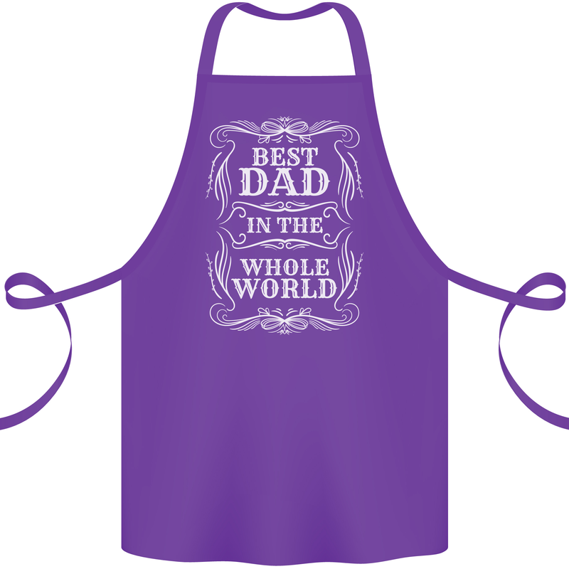 Best Dad in the Word Fathers Day Cotton Apron 100% Organic Purple