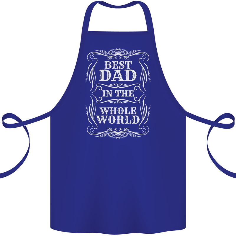 Best Dad in the Word Fathers Day Cotton Apron 100% Organic Royal Blue