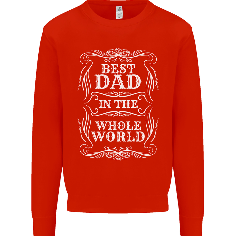 Best Dad in the Word Fathers Day Kids Sweatshirt Jumper Bright Red