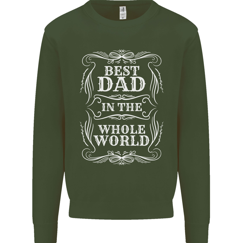 Best Dad in the Word Fathers Day Kids Sweatshirt Jumper Forest Green