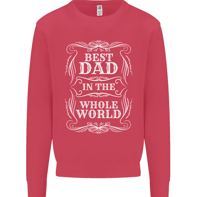 Best Dad in the Word Fathers Day Kids Sweatshirt Jumper Heliconia