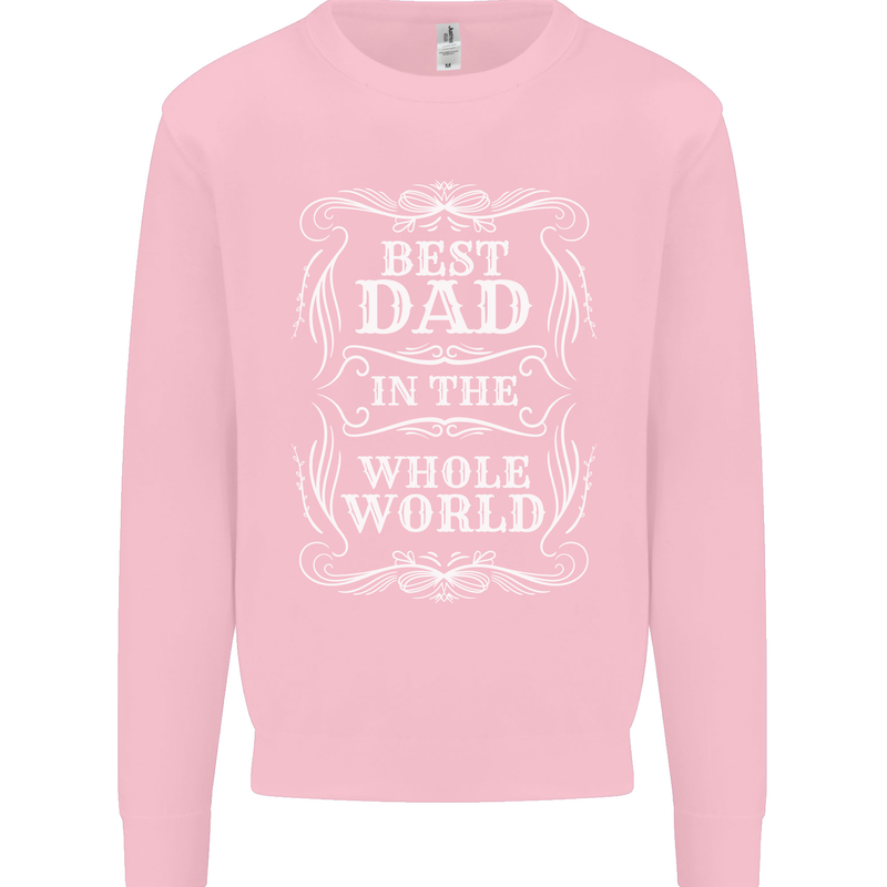 Best Dad in the Word Fathers Day Kids Sweatshirt Jumper Light Pink