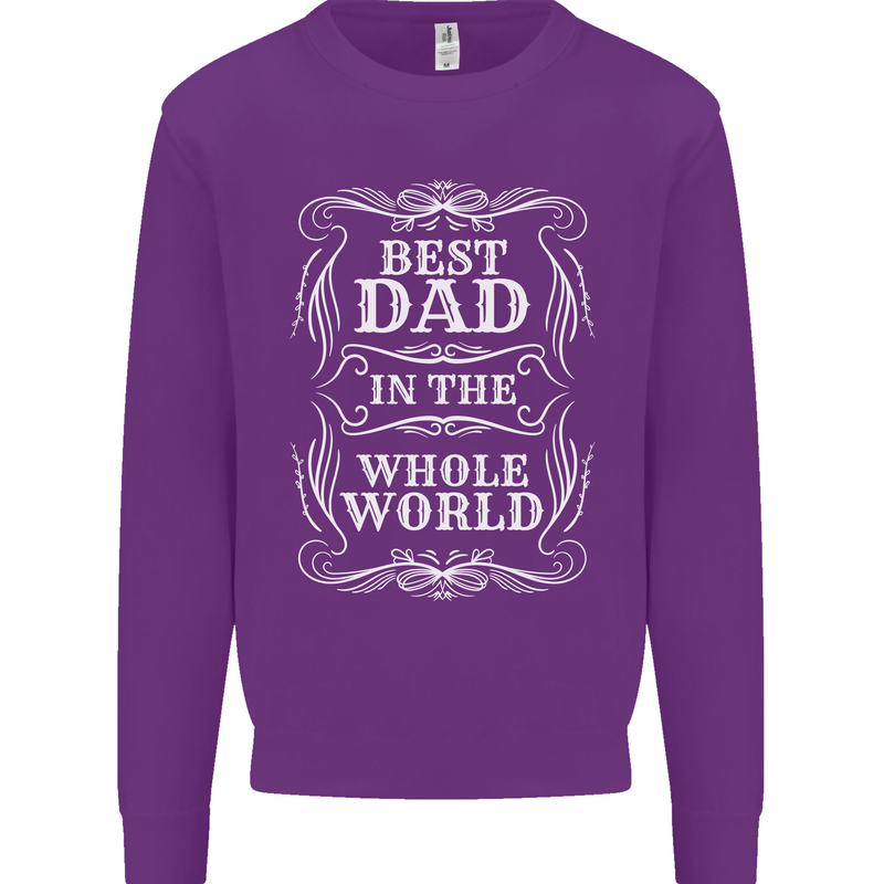 Best Dad in the Word Fathers Day Kids Sweatshirt Jumper Purple