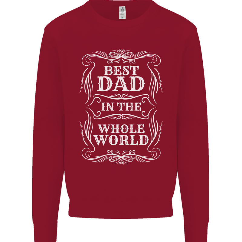Best Dad in the Word Fathers Day Kids Sweatshirt Jumper Red