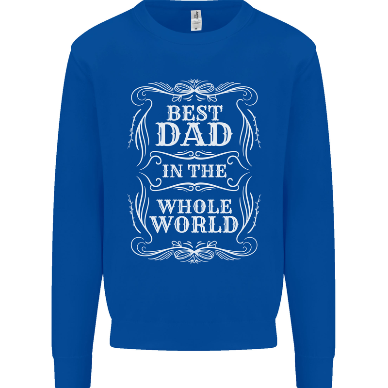 Best Dad in the Word Fathers Day Kids Sweatshirt Jumper Royal Blue