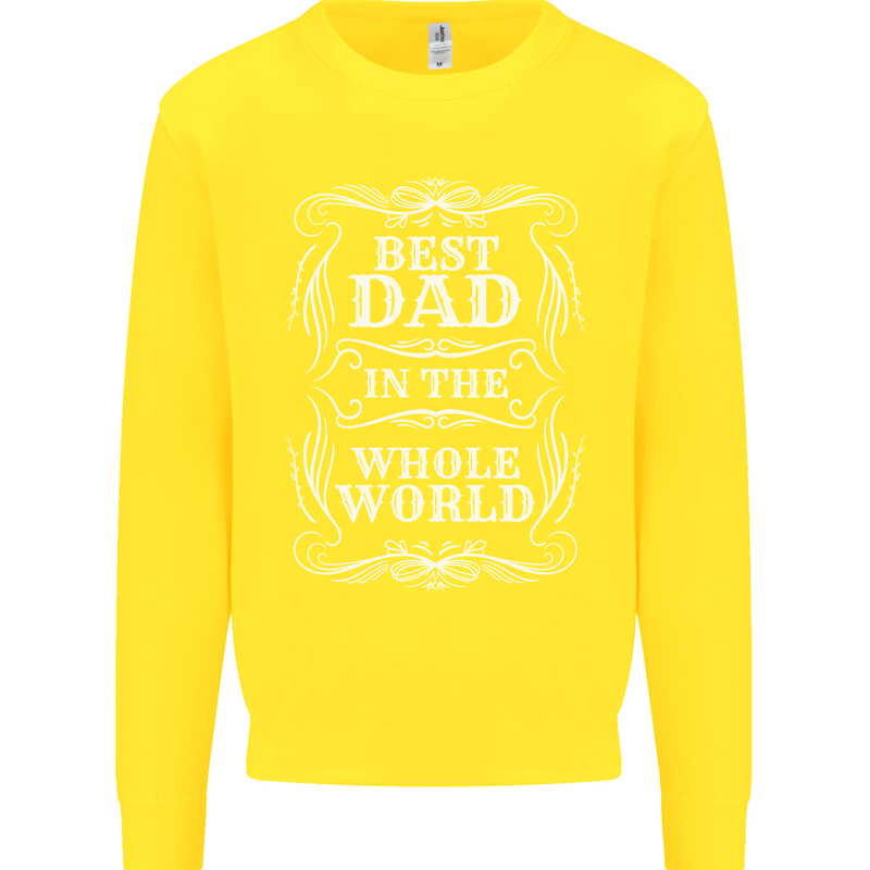 Best Dad in the Word Fathers Day Kids Sweatshirt Jumper Yellow