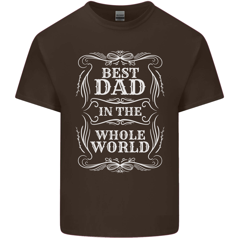 Best Dad in the Word Fathers Day Mens Cotton T-Shirt Tee Top Dark Chocolate