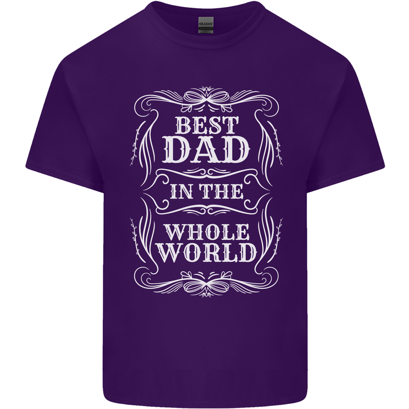 Best Dad in the Word Fathers Day Mens Cotton T-Shirt Tee Top Purple