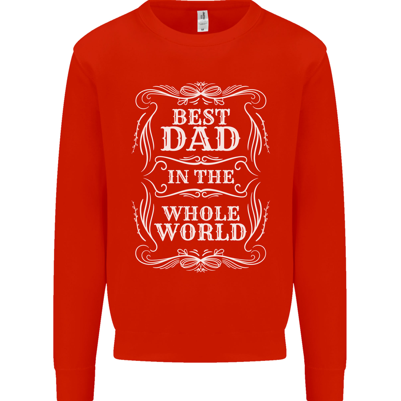 Best Dad in the Word Fathers Day Mens Sweatshirt Jumper Bright Red